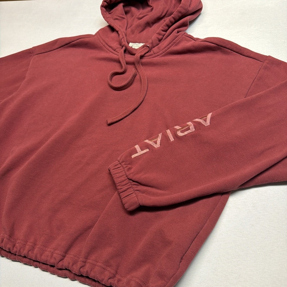 Ariat‎ Fleece Cropped Hoodie Womens Small Logo Western Drawstring Red